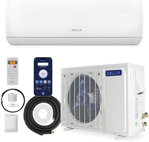 BTU Mini Split Air Conditioner Ductless Inverter System 17 SEER 115V with Heat Pump, WIFI Smart Control, Heating, and Cooling, Installation Kit Included

Description: The DELLA 12000 BTU Mini Split Air Conditioner offers powerful cooling and heating with a built-in heat pump, providing efficient temperature control from 62℉ to 86℉. With a 17 SEER rating, this unit is energy-efficient and ETL certificated. The system features WiFi smart control, allowing you to adjust settings from anywhere. Whisper-quiet operation, a 24-hour timer, and multiple modes make this mini split AC ideal for any room. The package includes the indoor air handler, outdoor condenser, remote control, and installation kit with a 16ft line set. Professional installation is recommended for optimal performance.

Price: $679.99

Image: [Image Link]

URL: [Product URL]