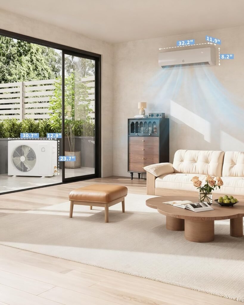 12000 BTU Mini Split Air Conditioner,19 SEER2 Ductless Inverter AC w/ 115V, Cool Up to 750 Sq. Ft with Heat Pump System,White