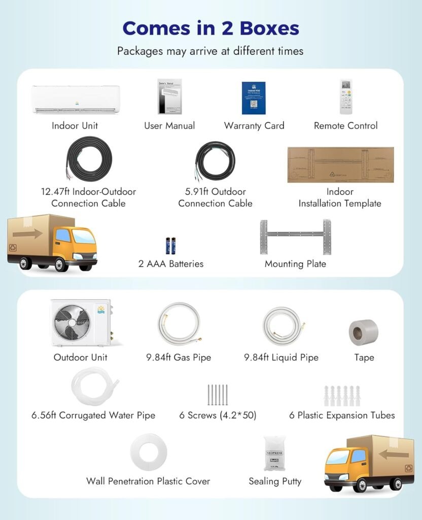 Mini Split Ac/Heating System - 12000 BTU Ductless Mini Split Air Conditioner with Heat Pump, 19 SEER2 115V Energy Efficient Ac Unit Up to 750 Sq.Ft with Installation Kit Mini Split Ac/Heating System - 12000 BTU Ductless Mini Split Air Conditioner with Heat Pump, 19 SEER2 115V Energy Efficient Ac Unit Up to 750 Sq.Ft with Installation Kit