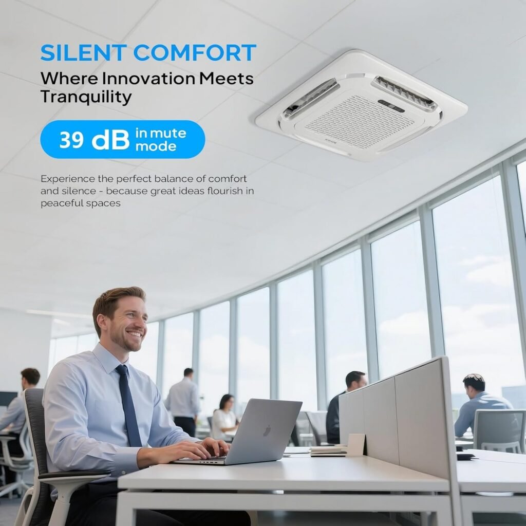 ROVSUN BTU Smart WIFI Ceiling Cassette Mini Split AC/Heating System with Inverter  APP Control, SEER2 Ductless Air Conditioner with Pre-Charged Condenser, Heat Pump  Installation Kit, 230V